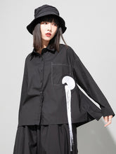 Loose Long Sleeve Shirt With Embroidered Tassels